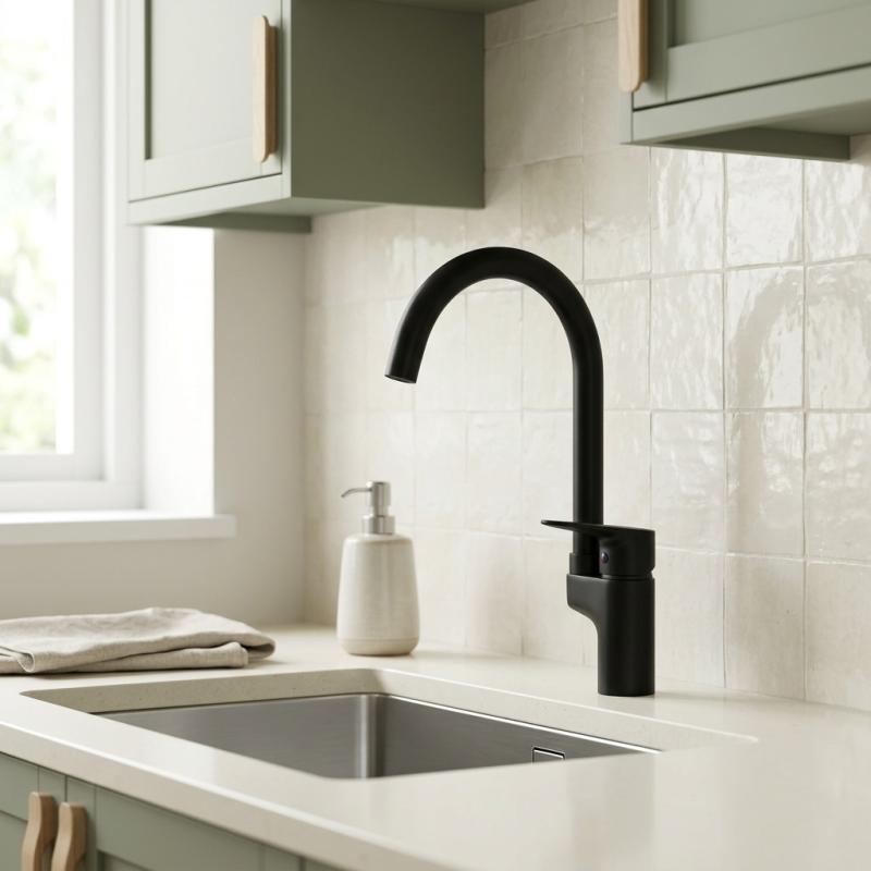 Aquanello Casa Keukenmengkraan Zwart met Bovenhendel BL-1202-CS
